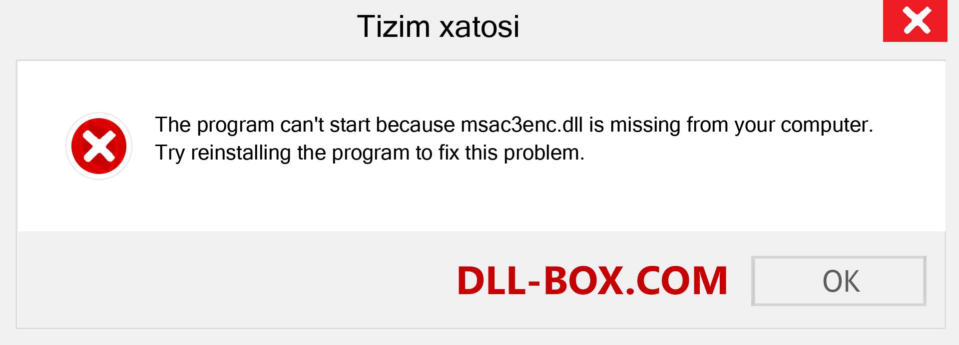 msac3enc.dll fayli yo'qolganmi?. Windows 7, 8, 10 uchun yuklab olish - Windowsda msac3enc dll etishmayotgan xatoni tuzating, rasmlar, rasmlar